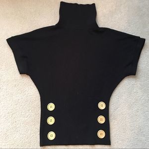 Black sweater shirt sleeve turtleneck with gold buttons Rampage